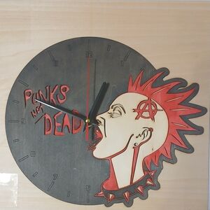 Punks Not Dead Wall Clock - Black and Red